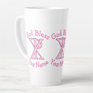 Chi Ro christliches Kreuz Rosa Personalisiert Milchtasse