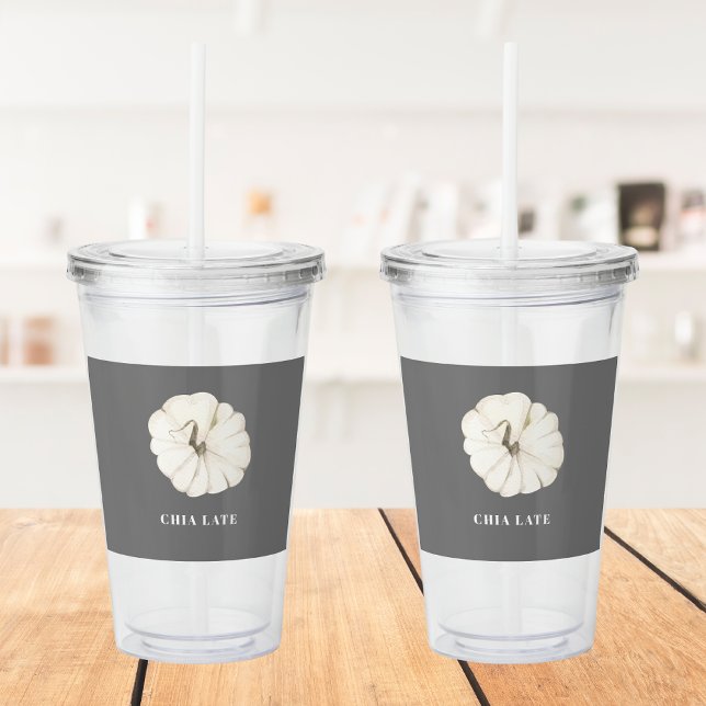 Chia Latte Watercolor White Pumpkin Acryltrinkbecher (Von Creator hochgeladen)