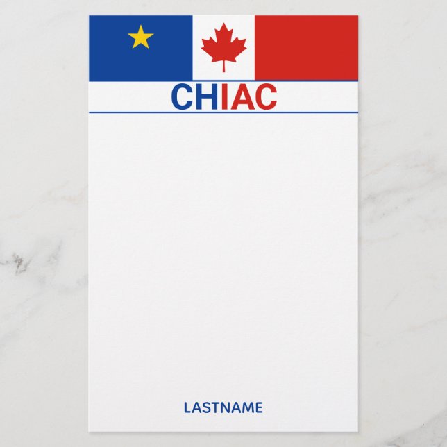 Chiac Acadian Canadian Flag Personalize Briefpapier (Vorderseite)