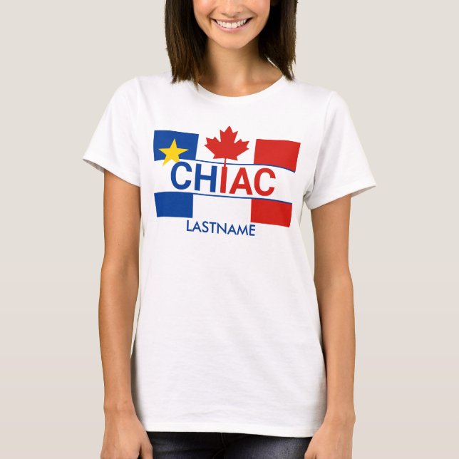 Chiac Acadian Canadian Flag Personalize T - Shirt (Vorderseite)