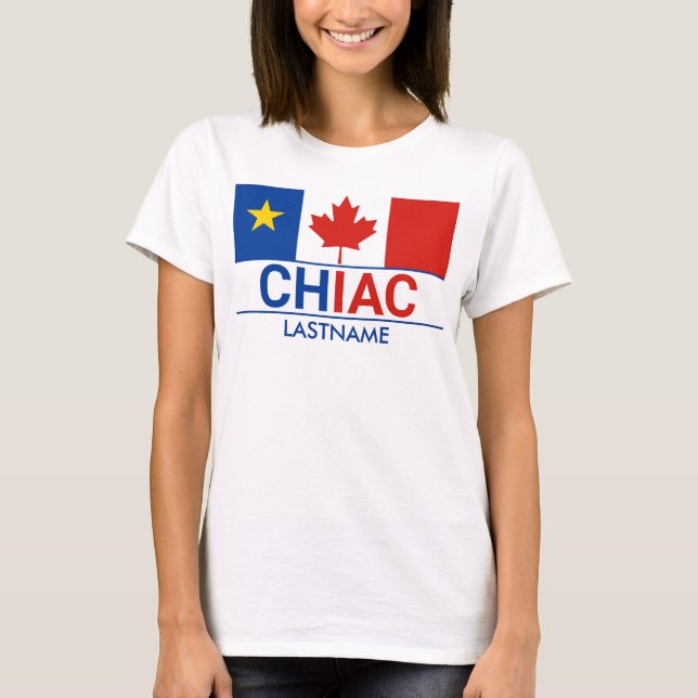 Chiac Acadian Canadian Flag Personalize T - Shirt (Vorderseite)