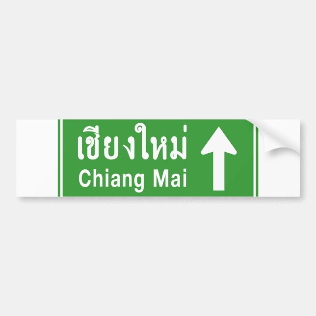 Chiang Mai Ahead ⚠ Verkehrszeichen der thailändisc Autoaufkleber (Vorne)