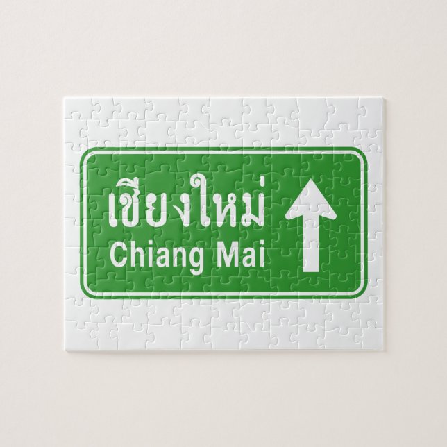 Chiang Mai Ahead ⚠ Verkehrszeichen der thailändisc Puzzle (Horizontal)