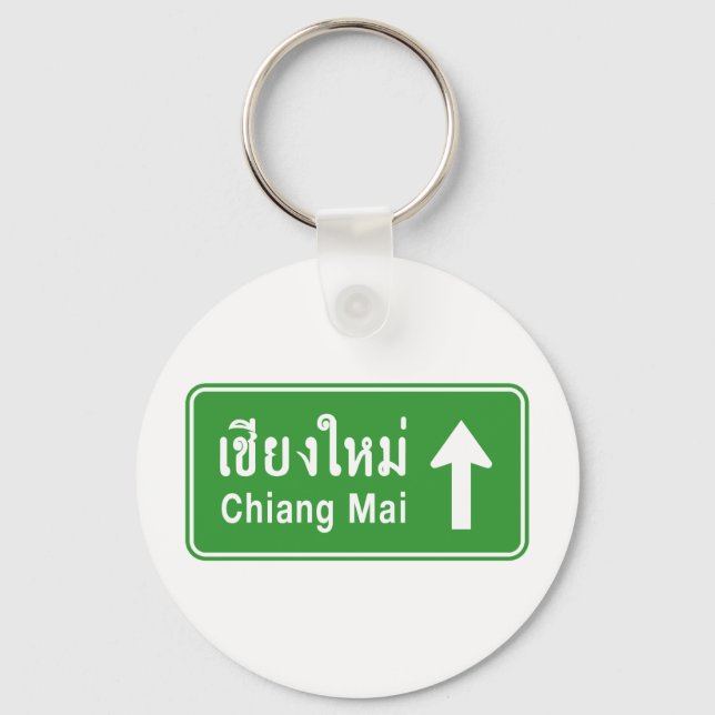 Chiang Mai Ahead ⚠ Verkehrszeichen der thailändisc Schlüsselanhänger (Vorderseite)