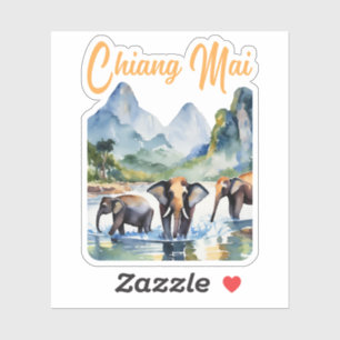 Chiang Mai Elephants Watercolor Aufkleber