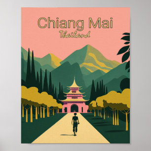 Chiang Mai Thailand Minimalist Reiseplakat Poster