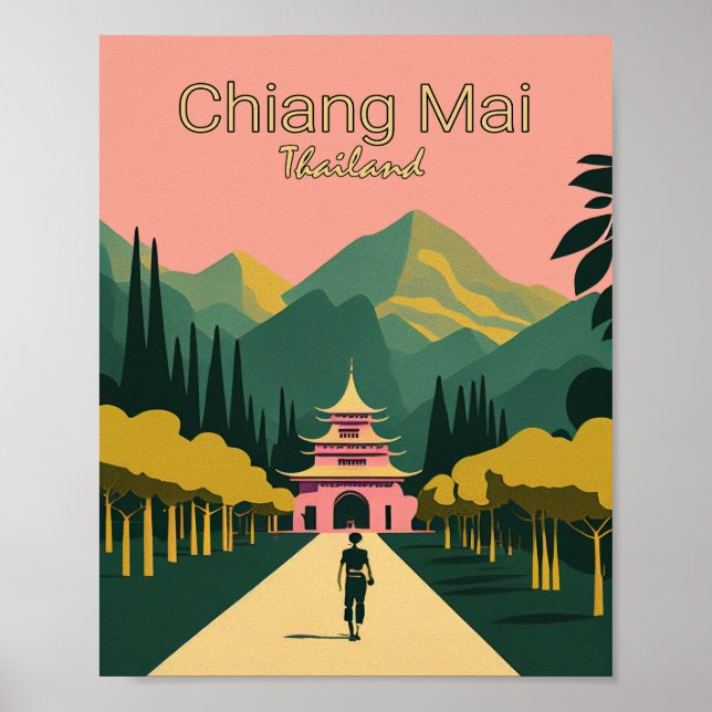 Chiang Mai Thailand Minimalistisch Travel Poste Poster (Vorne)