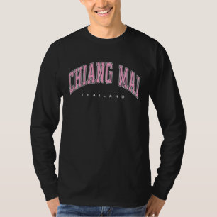 Chiang Mai Thailand Universitätsstil Rosa Text T-Shirt