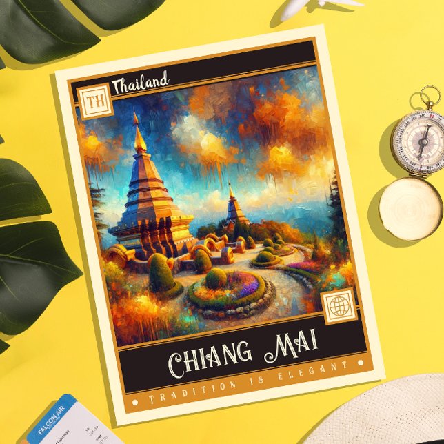 Chiang Mai, Thailand | Vintage Malerei Postkarte (Von Creator hochgeladen)