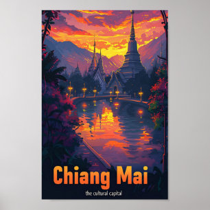 Chiang Mai Thailand Vintage Reise - Illustration Poster