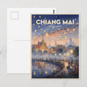 Chiang Mai Thailand Vintage Reise Postkarte