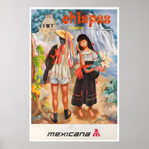Chiapas Kunst Mexiko Reiseplakat Mexikanischer Dru Poster