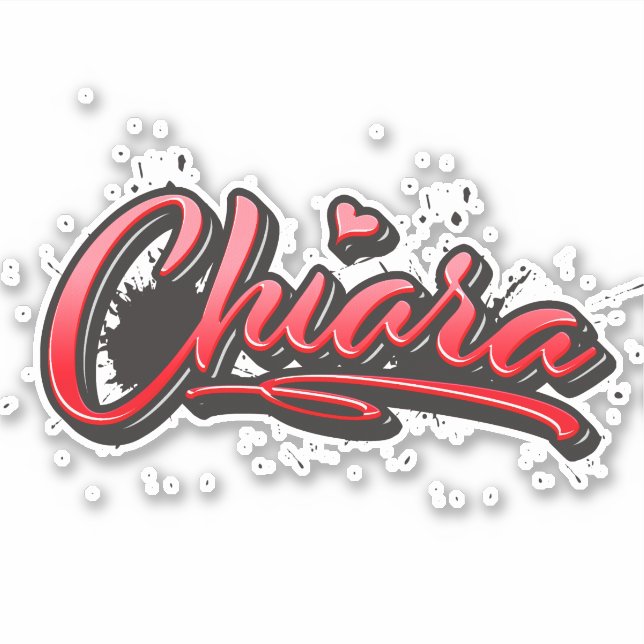 Chiara red Heart Graffiti Aufkleber Sticker (Vorderseite)