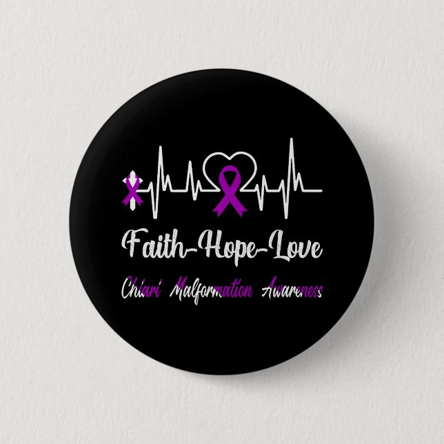 Chiari Malformation Awareness Heartbeat Christlich Button (Vorderseite)