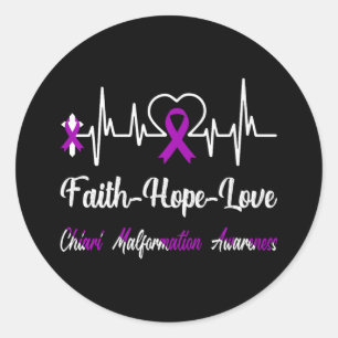 Chiari Malformation Awareness Heartbeat Christlich Runder Aufkleber