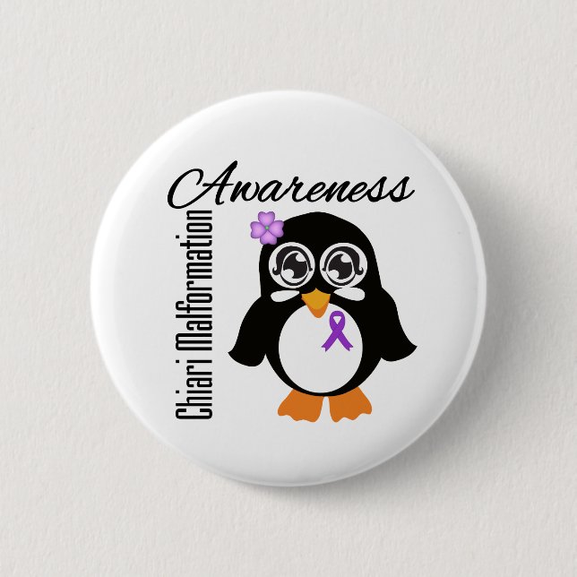 Chiari Malformation Awareness Penguin Button (Vorderseite)
