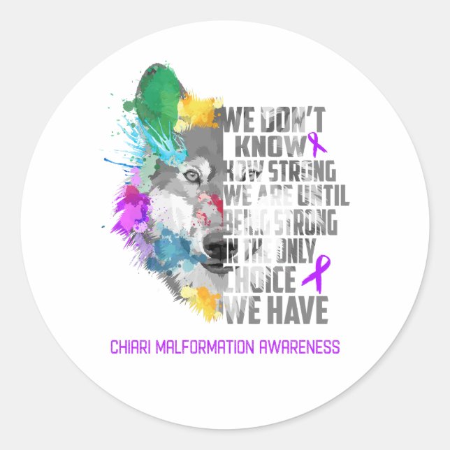 Chiari Malformation Awareness Ribbon Support Gesch Runder Aufkleber (Vorderseite)