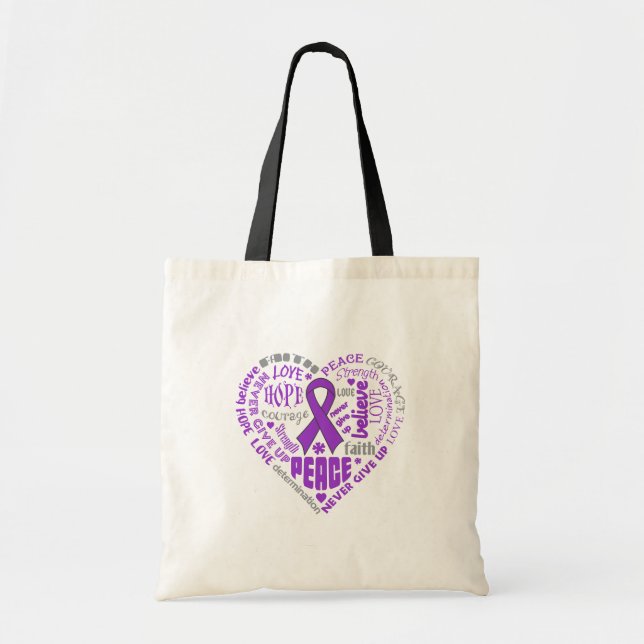 Chiari Malformation Bewusstsein Herz Worte Tragetasche (Vorne)