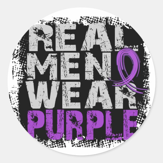 Chiari Malformation Real Men Wear Lila Runder Aufkleber (Vorderseite)