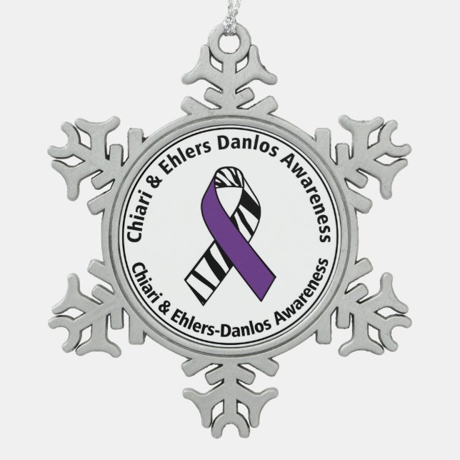 Chiari und Ehlers Danlos Schneeflocken Zinn-Ornament (Vorderseite)