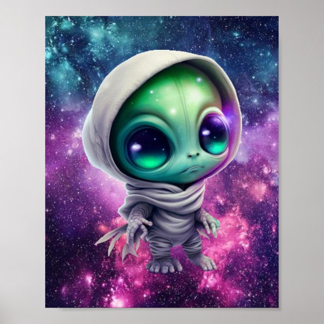 Chibi Alien in Hoodie Poster (Vorne)