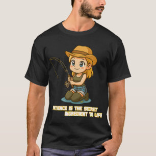Chibi-Angler-Sticker â€“ â€žGeduld ist das  T-Shirt