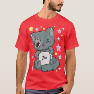 Chibi Anime Cat Trinken eines Boba Tee Kawaii Neko