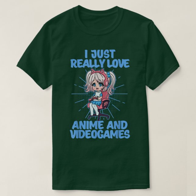 Chibi Anime Girl Gaming Lover Videogames Otaku Ani T-Shirt (Design vorne)