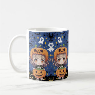 Chibi Anime Girl in Pumpkin-Kostüm Kaffeetasse