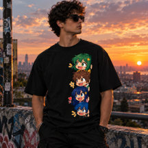 Chibi-Anime-Gruppe späht durch Rahmen