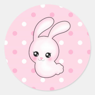 Chibi Anime Pink Osterzwerger Rabbit Runder Aufkleber