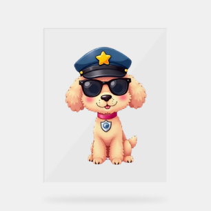 Chibi Anime Police Poodle Dog Acrylschild