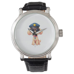 Chibi Anime Police Poodle Dog Armbanduhr