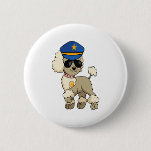 Chibi Anime Police Poodle Dog Button