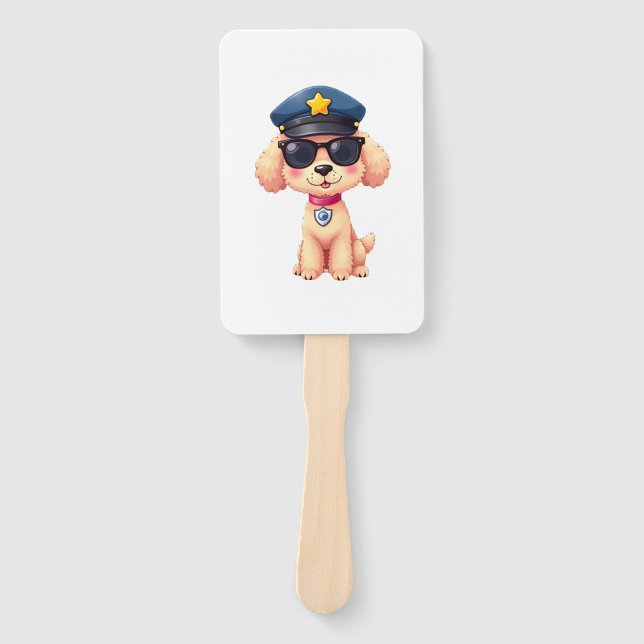 Chibi Anime Police Poodle Dog Fächer (Vorderseite)