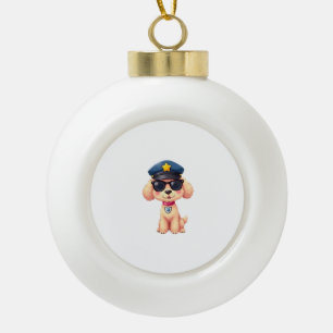 Chibi Anime Police Poodle Dog Keramik Kugel-Ornament