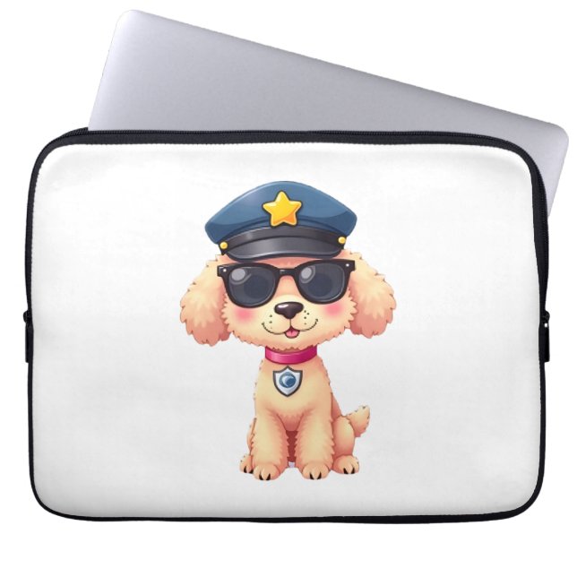 Chibi Anime Police Poodle Dog Laptopschutzhülle (Vorderseite)