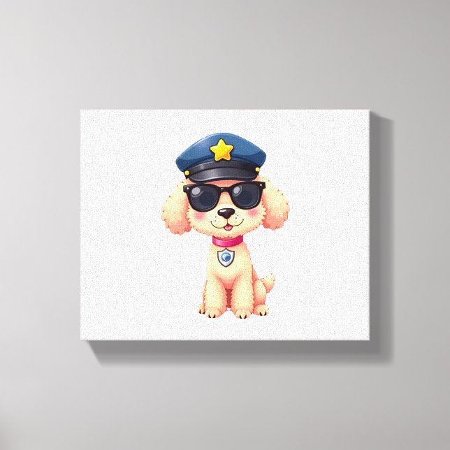 Chibi Anime Police Poodle Dog Leinwanddruck (Vorderseite)