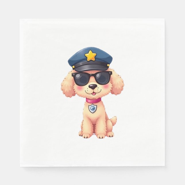 Chibi Anime Police Poodle Dog Serviette (Vorderseite)