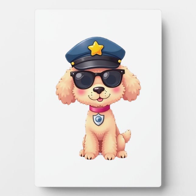 Chibi Anime Polizei Pudel Hund Fotoplatte (Vorderseite)
