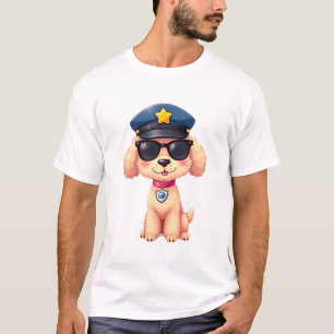 Chibi Anime Polizei Pudel Hund T-Shirt