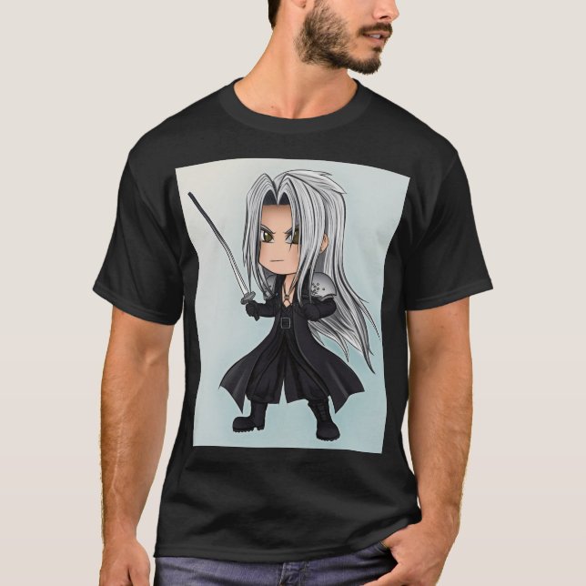 Chibi Antiheld mit Silberhaar T-Shirt (Vorderseite)