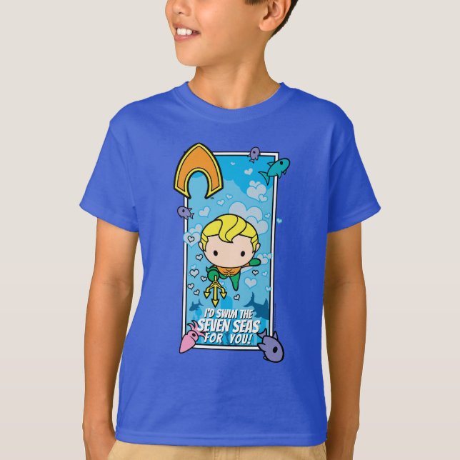 Chibi Aquaman - Ich schwimme die Sieben Meere T-Shirt (Vorderseite)