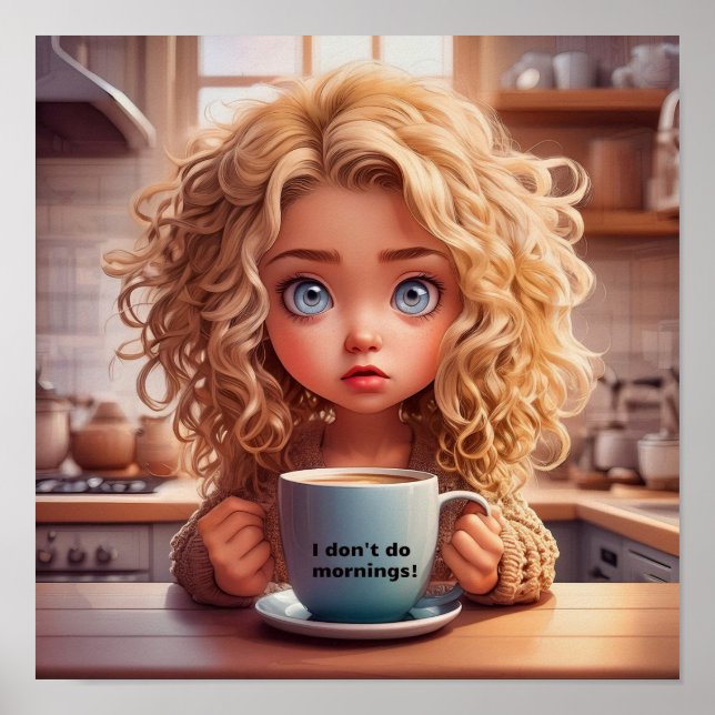 Chibi Art Ich mache keinen Morgen Poster (Vorne)