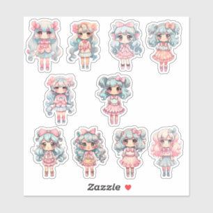 Chibi Art Niedlich Girl Anime Manga Stickers Aufkleber