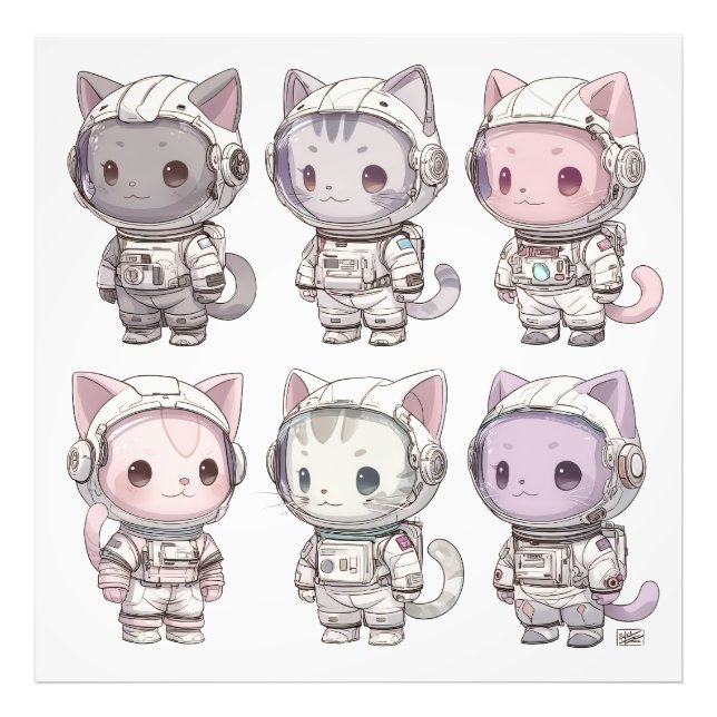 Chibi-Astronauten-Kätzchen Kawaii-Crew Fotodruck (Vorne)