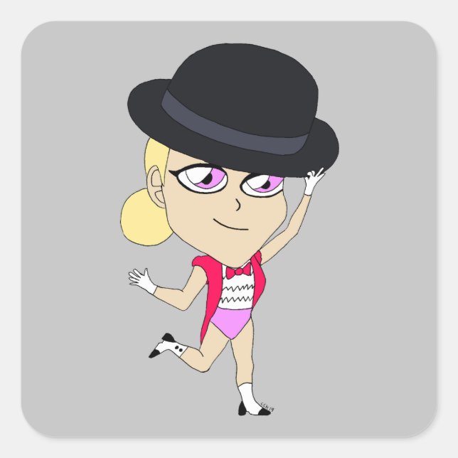 Chibi-Aufkleber Quadratischer Aufkleber (Vorderseite)