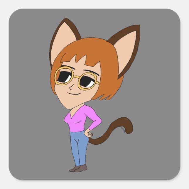 Chibi-Aufkleber Quadratischer Aufkleber (Vorderseite)