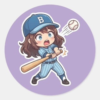 Chibi Baseball 2026 Edition - Bunter Schlagmann Sp Runder Aufkleber