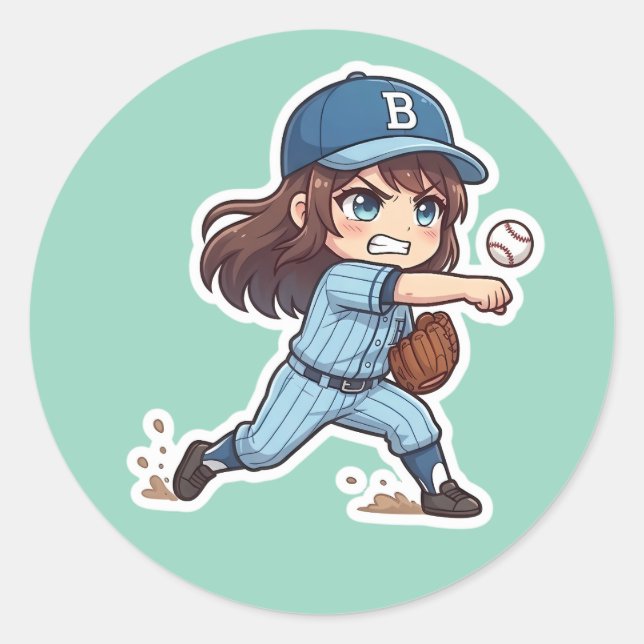 Chibi Baseball 2026 Edition - Pitcher Release Runder Aufkleber (Vorderseite)
